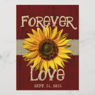 Hochzeit von Barnwood und Burlap Sunflower Einladung