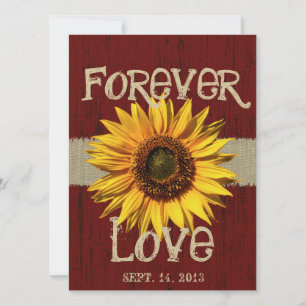 Hochzeit von Barnwood und Burlap Sunflower Einladung