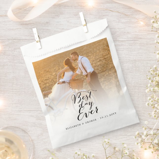 Hochzeit von Best Day Ever Script Calligraphy Foto Geschenktütchen (Ausgeschnitten)