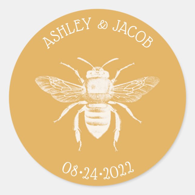 Hochzeit von Bienen und Golden Honeycomb Runder Aufkleber (Vorderseite)