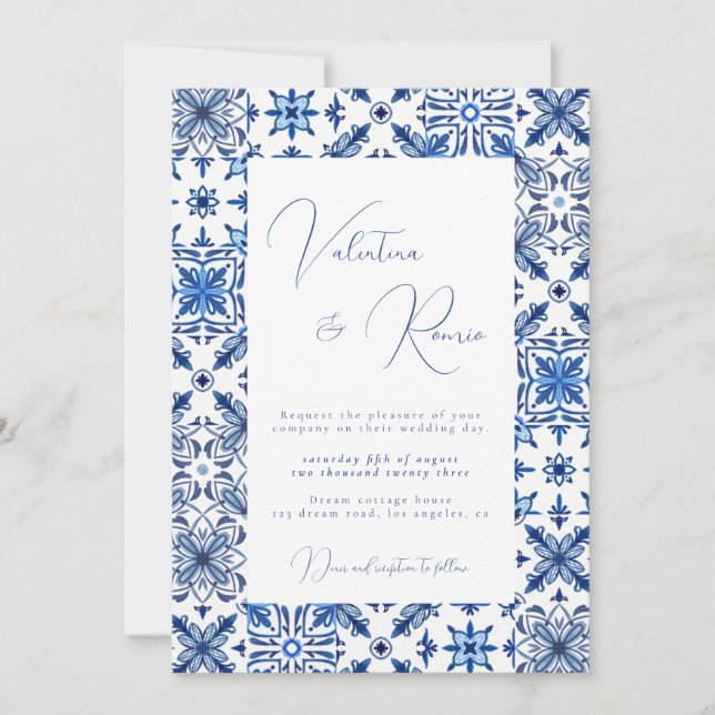 Hochzeit von Blauem Mittelmeer Einladung (Vorderseite)
