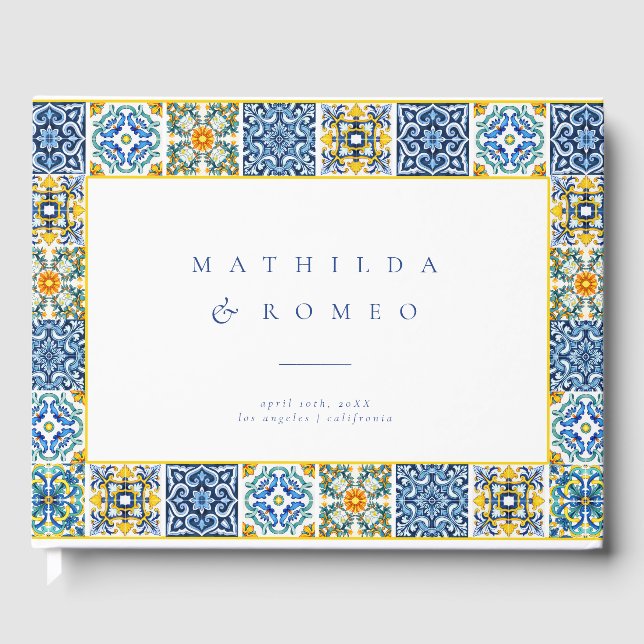Hochzeit von Blauem Mittelmeer Gästebuch (Vorderseite)