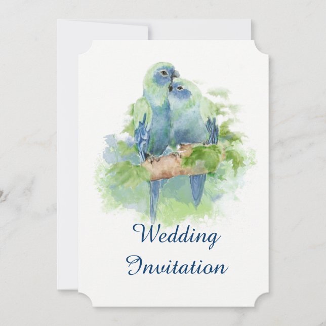 Hochzeit von Blauem Papagei Einladung (Vorderseite)