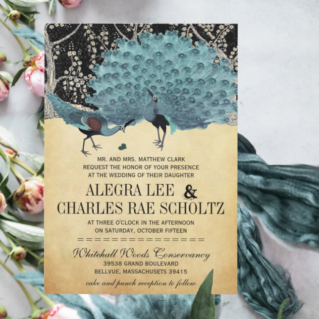 Hochzeit von Blauem und Goldpfauenwäldern Einladung (Von Creator hochgeladen)