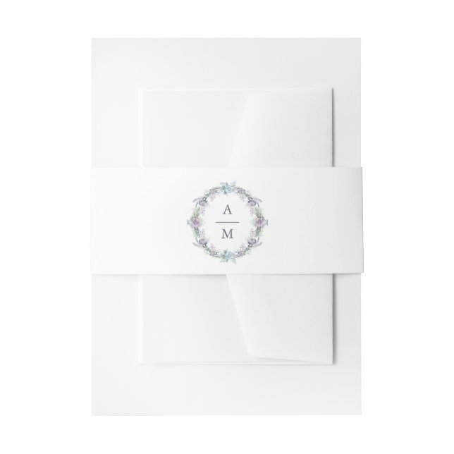 Hochzeit von Blauem und Lila Blumenreath Einladungsbanderole (Vorderseite Beispiel)