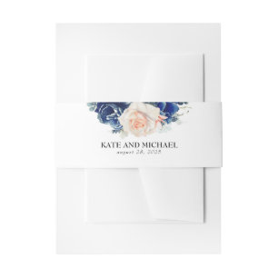 Hochzeit von blauen Pfirsichen und Navy Einladungsbanderole