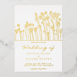 Hochzeit von blauen Wildblumen Folieneinladung