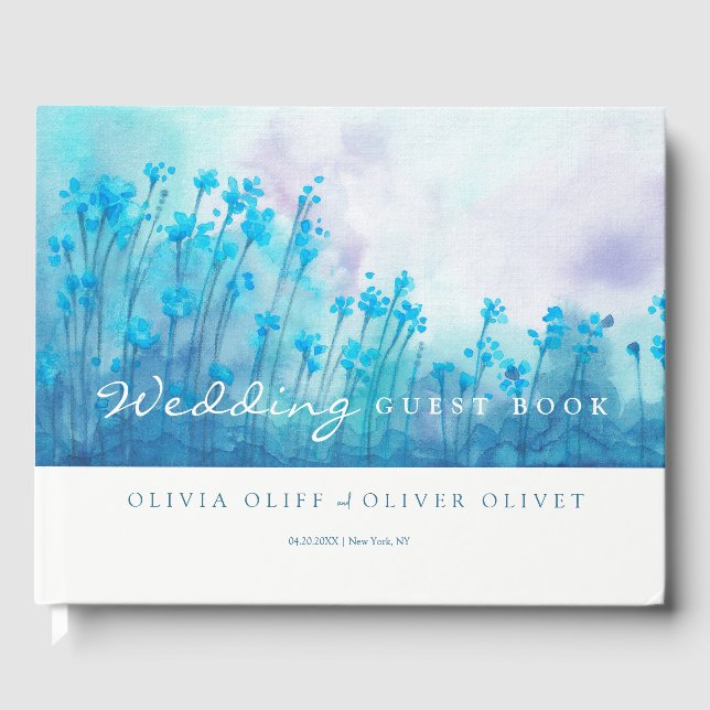 Hochzeit von blauen Wildblumen Gästebuch (Vorderseite)