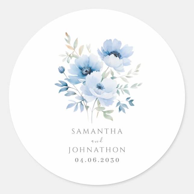 Hochzeit von Blauflora Runder Aufkleber (Vorderseite)