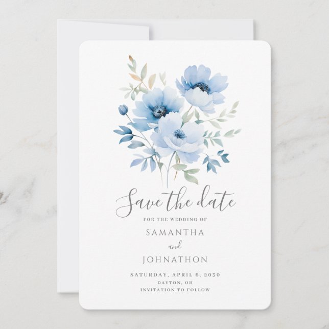 Hochzeit von Blauflora Save The Date (Vorderseite)