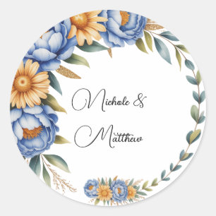 Hochzeit von Blaupferden und Gelben Milchähren Runder Aufkleber