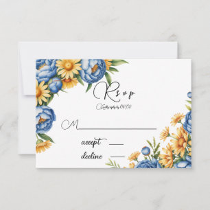 Hochzeit von Blaupony und Gelben Daisies RSVP Karte