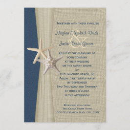 Hochzeit von Blue Burlap und Starfish Beach Einladung