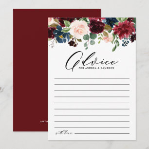 Hochzeit von Blume der Wasserfarbe Burgund und der Hinweiskarte