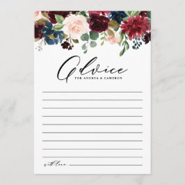 Hochzeit von Blume der Wasserfarbe Burgund und der Hinweiskarte