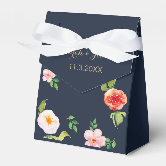 Hochzeit von Blume in Marine und Goldmedaille Geschenkschachtel (Vorderseite)