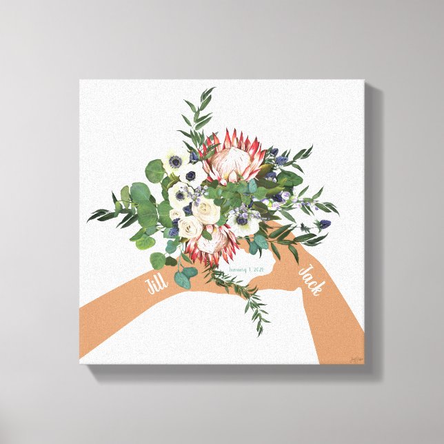 Hochzeit von Blumenbouquet Art Names Leinwanddruck (Vorderseite)