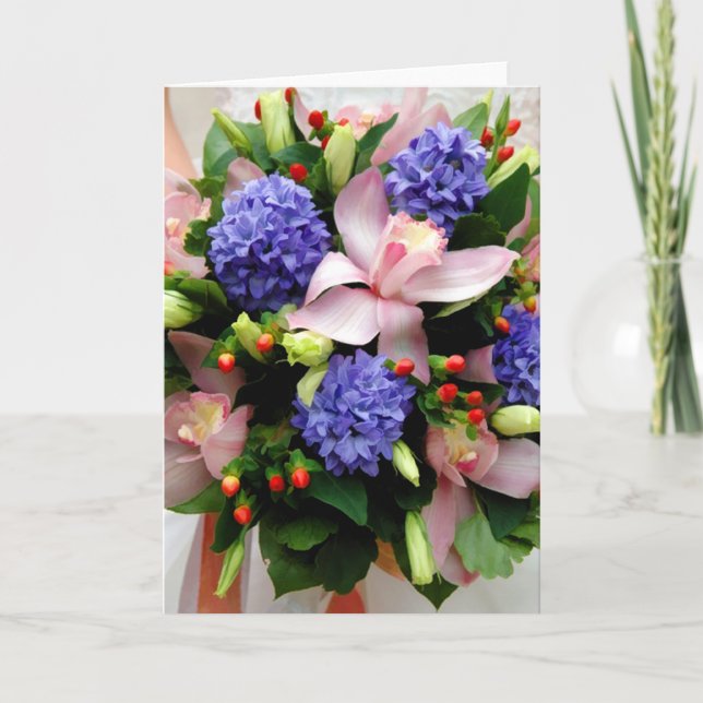 Hochzeit von Blumenstrauß-Mitteilungskarten Karte (Vorderseite)