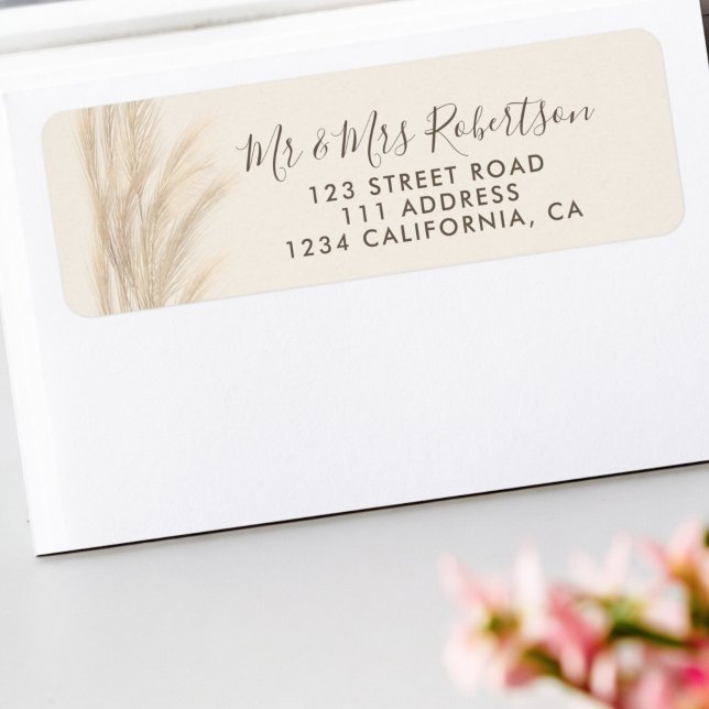 Hochzeit von Boho (Boho summer pampas grass watercolor wedding label)