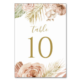Hochzeit von Boho Floral, Palm und Pampas Tischnummer
