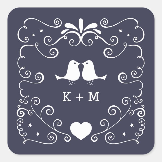 Hochzeit von Boho-Wirbel (veränderbare Hintergrund Quadratischer Aufkleber (Vorderseite)