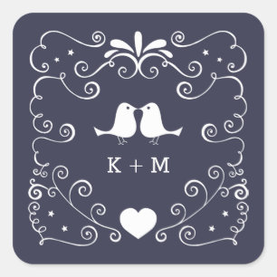 Hochzeit von Boho-Wirbel (veränderbare Hintergrund Quadratischer Aufkleber