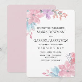 Hochzeit von botanischem Blumen in Aquarellfarbe. Einladung