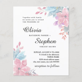 Hochzeit von botanischem Blumen in Aquarellfarbe. Flyer