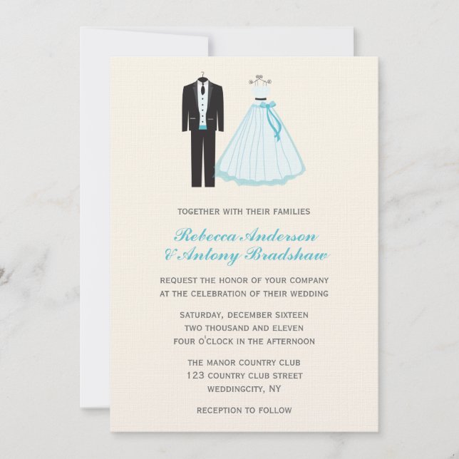 Hochzeit von Braut und Bräutigam Einladung (Vorderseite)