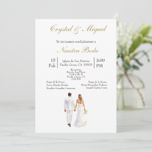 Hochzeit von Braut und Bräutigam Einladung (Stehend Vorderseite)