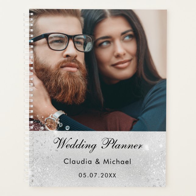 Hochzeit von Brautpaaren mit Silberner Glitzer Planer (Vorderseite)