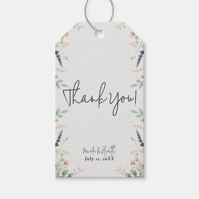 Hochzeit von Brautpavillon Wildblume Geschenkanhänger (Vorderseite)