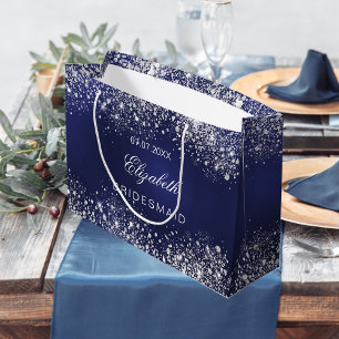 Hochzeit von Bridesmaid Königsblauer Silbername Große Geschenktüte