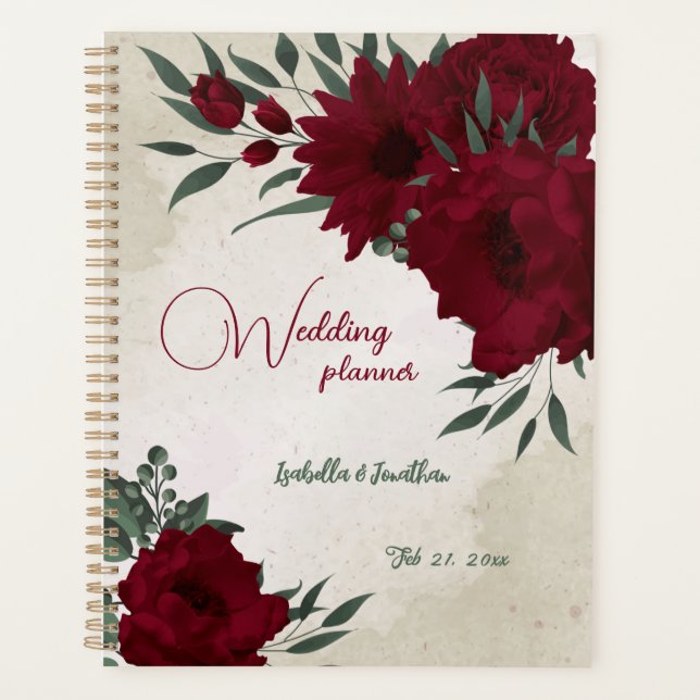 Hochzeit von Burgund Blume Planer (Vorderseite)