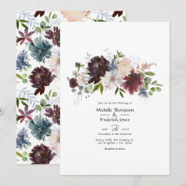 Hochzeit von Burgund, Marine und Blush Einladung