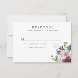 Hochzeit von Burgund Navy & Blush RSVP Karte
