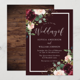 Hochzeit von Burgund Rot & Blush Einladung
