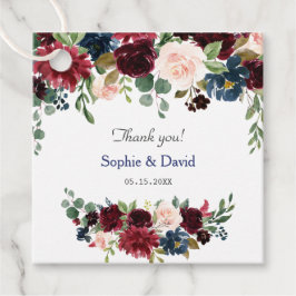 Hochzeit von Burgundy Blush Blue Flowers Geschenkanhänger