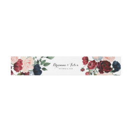 Hochzeit von Burgundy Pink Navy und Blumenkalligra Einladungsbanderole