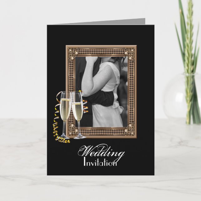 Hochzeit von Champagner-Gläsern Einladung (Vorderseite)