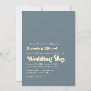 Hochzeit von Champagner und Dusty Blue Typografy Einladung