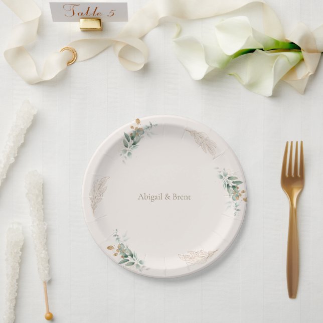 Hochzeit von Cream & Gold Pappteller (Hochzeit)
