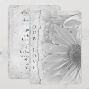 Hochzeit von Daisy-Macro mit Torn-Edge-Grenze Einladung