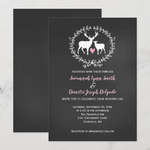Hochzeit von Deer Buck und Doe Chalkboard Einladung