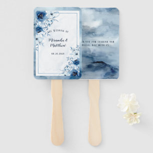 Hochzeit von dunkelblauen und marinen Wasserfarben Fächer