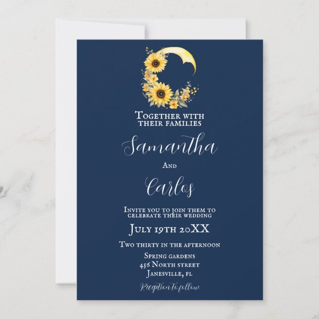 Hochzeit von eleganten, marinen, rustikalen Sonnen Einladung (Vorderseite)