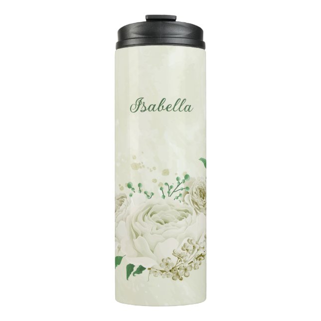 Hochzeit von Elfenbein-Blume Thermosbecher (Vorderseite)