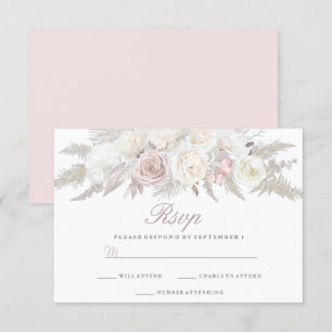 Hochzeit von Elfenbein und Blütenflora RSVP Karte