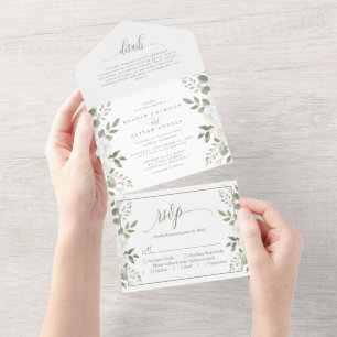 Hochzeit von Elfenbein und Elfenbeinküche All In One Einladung
