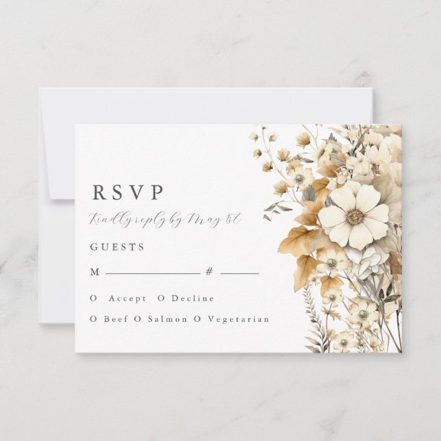 Hochzeit von Elfenbein-Wildblume RSVP Karte (Vorderseite)
